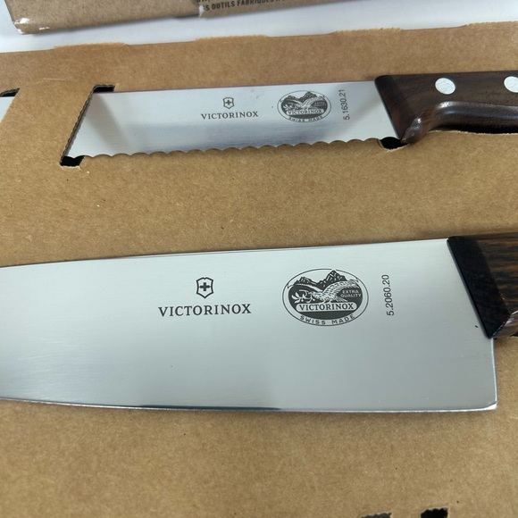 NEW Swiss Army-Victorinox German Made 3-Piece Wood Knife Set with Brown Handles - Picture 5 of 14